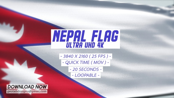 Nepal Flag - Ultra UHD 4K Loopable