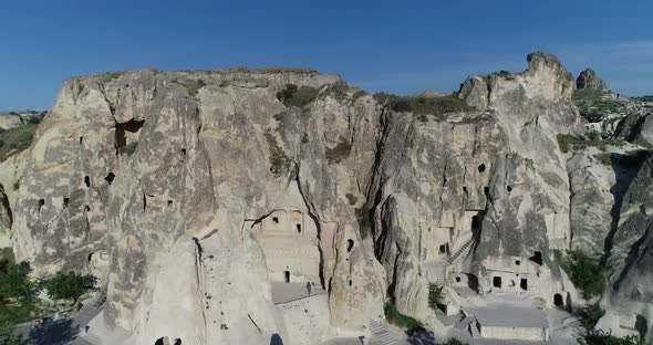 Cappadocia Hills Towers And Carved Houses Aerial View