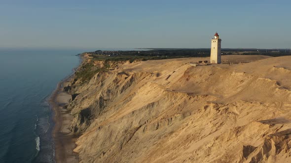 Drone Of Rubjerg Knude Lighthouse On Coast