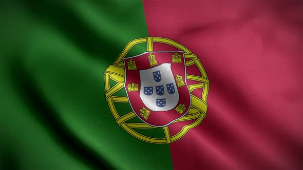 Portugal Flag Closeup Blowing In Wind