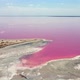 Aerial View Of Lemurian Lake Or The Dead Sea With Pink Plankton Colour - VideoHive Item for Sale