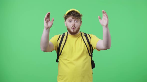 Portrait of Young Men Looking at Camera with Wow Surprise and Joy