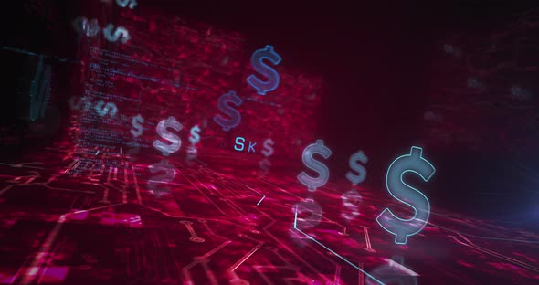 Dollar currency icon and USD money symbols loop cyber concept alt