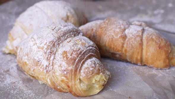 Croissants Dusted with Powdered Sugar