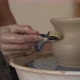 Close Up of Pottery Artist at Work Potter Master Creating Clay Pot on a Wheel - VideoHive Item for Sale