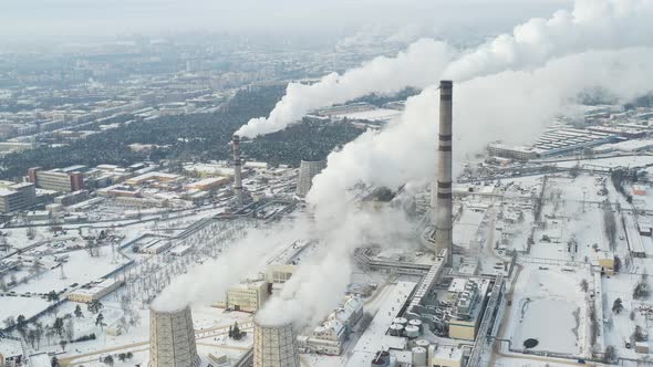 Thermal Power Plant in Winter in the City of Minsk