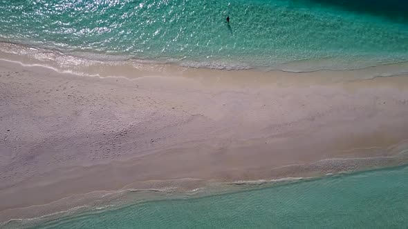 Aerial view tourism of exotic seashore beach by lagoon with sand background