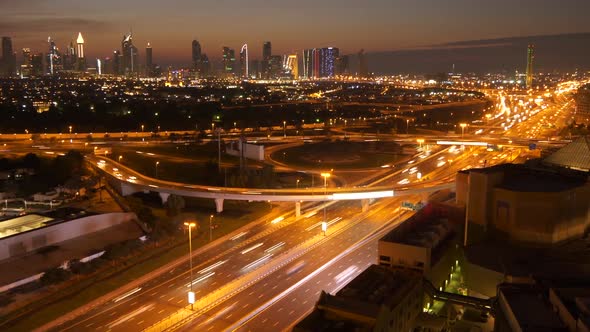 Traffic Cars Commuting Through Modern Metropolitan City 