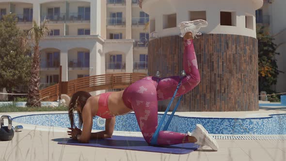 Sporty Woman Glutes Workout Outdoors