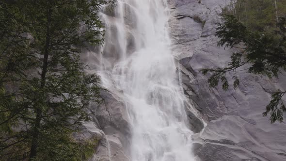 View of Shannon Falls and Water Rushing Down the Canyon