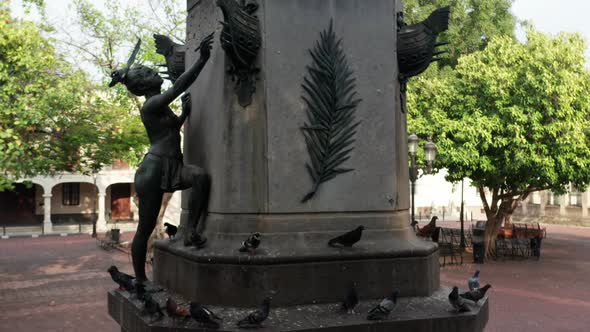 Pedestal up of Columbus monument in Santo Domingo, Dominican Republic