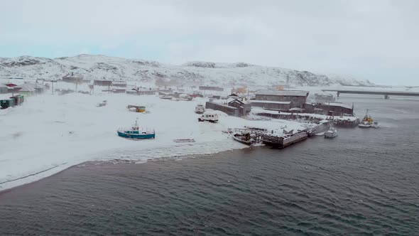 Aerial View of the Barents Sea Bay Atlantic Ocean Murmansk