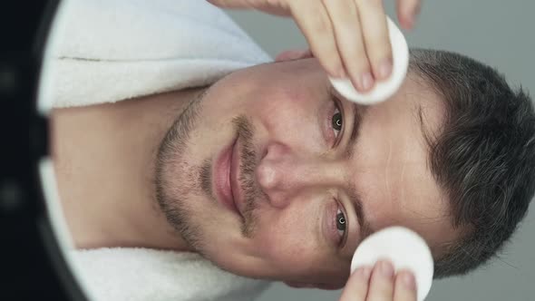 Male Skin Care Cleansing Procedure Vertical