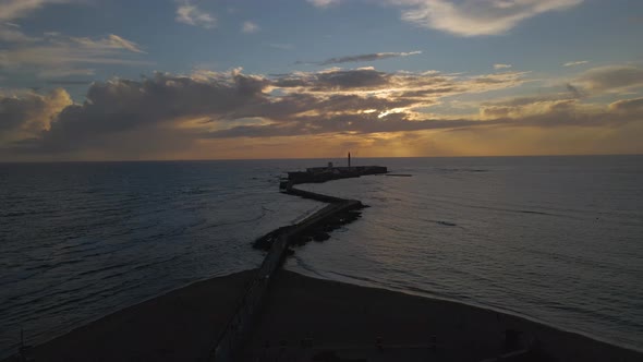 Colorful Sky During Sunset Seascape of the Atlantic Ocean Lighthouse