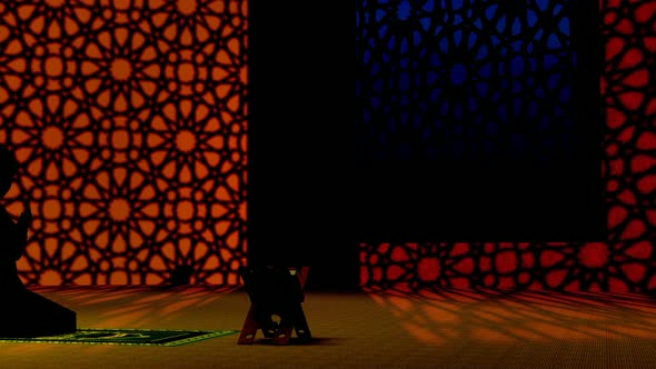 Muslim Woman Praying in Mosque