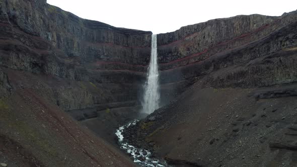 Flying Away From Svartifoss Waterfall in Iceland