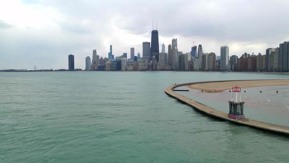 wonderful footage of downtown chicago on a cloudy day seen from the north side of the city
