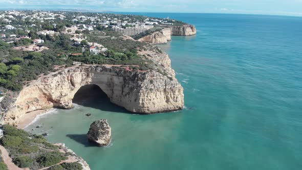 Aerial view over Carvoeiro cave