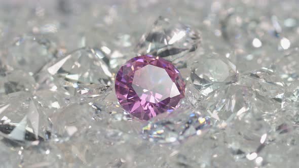 Pink Diamond On A Pile Of White Diamonds