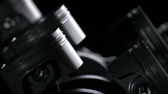 V8 Motor with Working Pistons and Crankshafts Inside Camera Fly Through alt