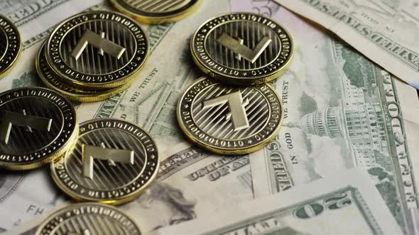 Rotating shot of Bitcoins