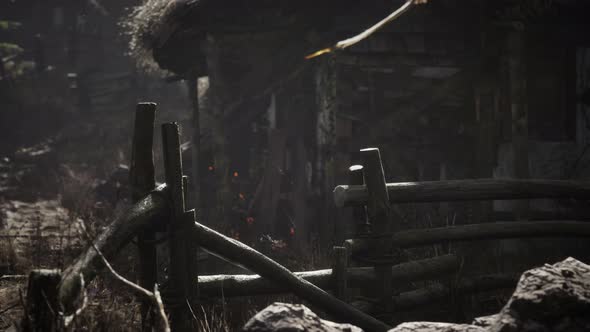 Old Retro Village in Pine Forest alt