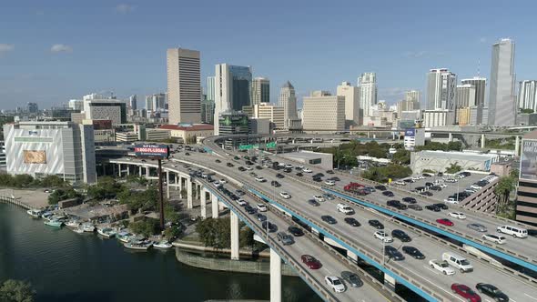Aerial view of the highway in Miami