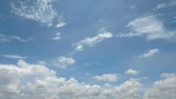 Time lapse of white cloud moving pass around sky background