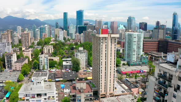 Hotels And Apartment Buildings Along Davie Street In West End Downtown Vancouver Neighbourhood In Br