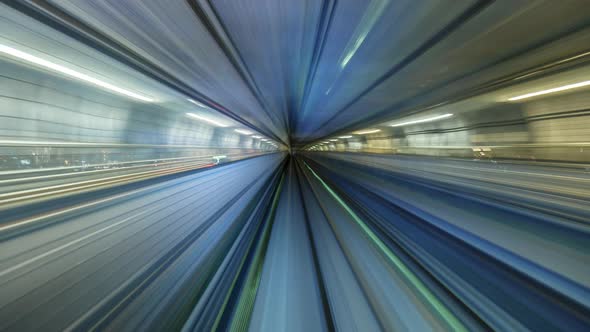 4K Timelapse of automatic train moving to tunnel, Tokyo, Japan 