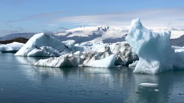 Beautiful View of Jokulsarlon Lagoon Icebergs in Summser Season Iceland