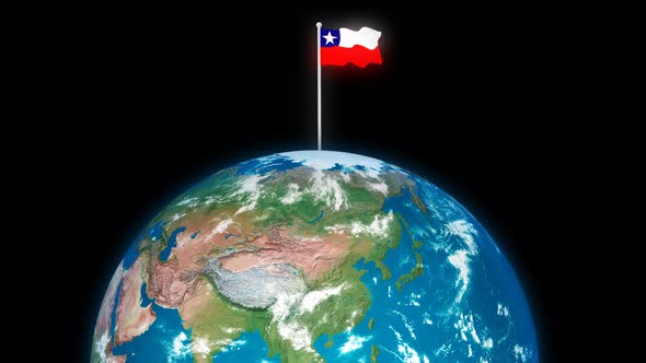 Chile Flying Flag On The 3d Rotated Planet Earth