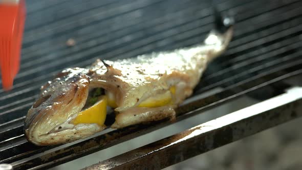 Stuffed Fish on Grill.