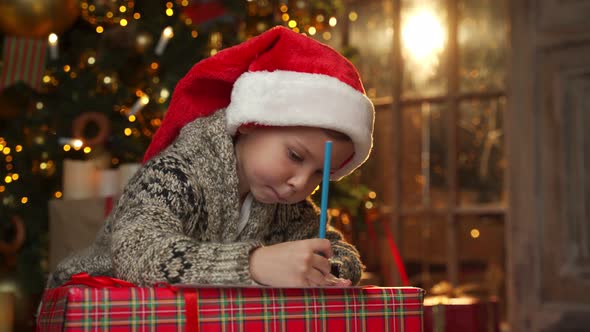 Christmas Child Writes a Letter to Santa Claus