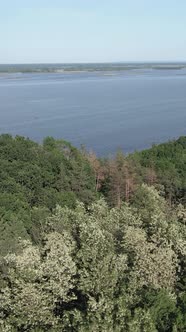 Vertical Video Aerial View of the Dnipro River  the Main River of Ukraine