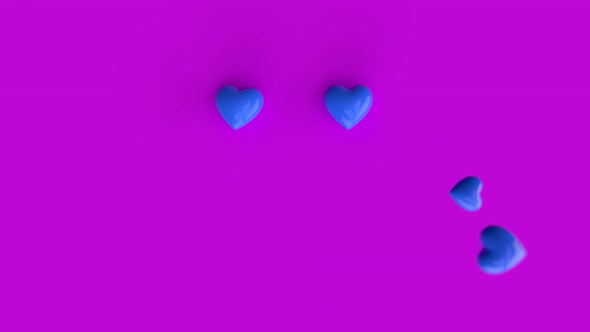 Falling Blue Hearts Forming a Smiling Emoticon on a Pink Background