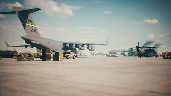 Loading Military Equipment At The Airport
