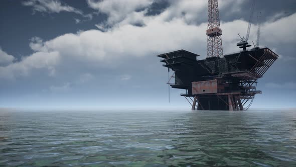 Large Pacific Ocean Offshore Oil Rig Drilling Platform