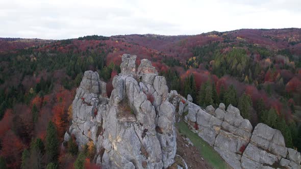 Rock Complex of Tustan is Popular Tourist Landmark in Carpathians Mountains