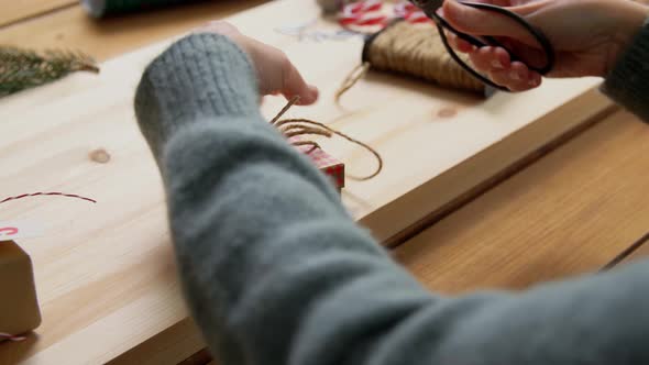 Hands Making Advent Calender on Christmas at Home