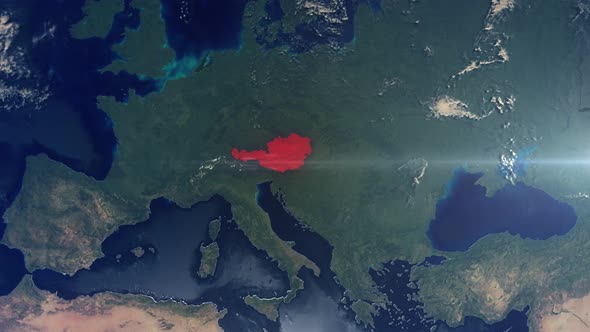 Realistic Earth Zoom Red Alert Highlight Country Austria