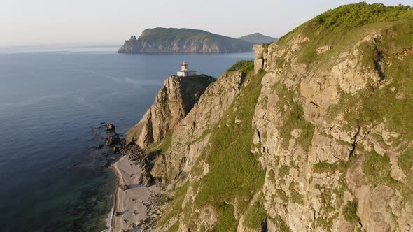 Lighthouse Baluzek on the Coast of the Sea of Japan