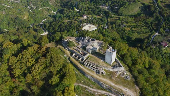 Aerial Of Anakopia Fortress And Iverskaya Mountain Abkhazia