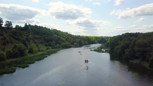 Aerial View of a Kayak Cruising a River