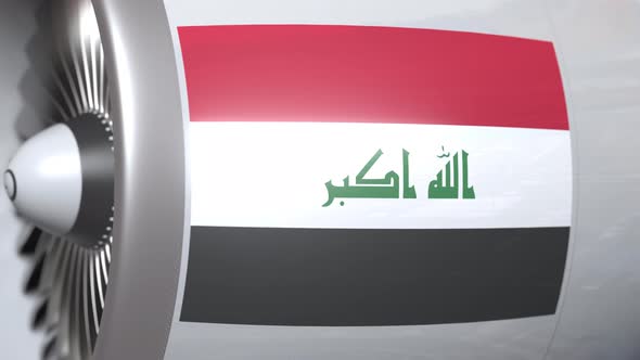 Airplane Engine with Flag of Iraq