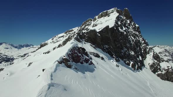 Aerial View of Winter Snow Mountains Landscape