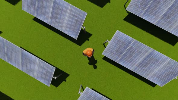 Character Working Near Solar Panels