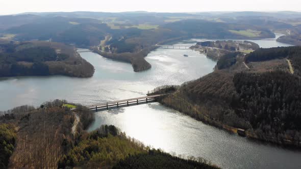 Flight Over Lake at Spring