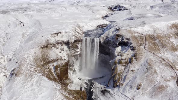 Skogafoss Waterfall one of Iceland's Iconic Landmarks and Tourist Attraction