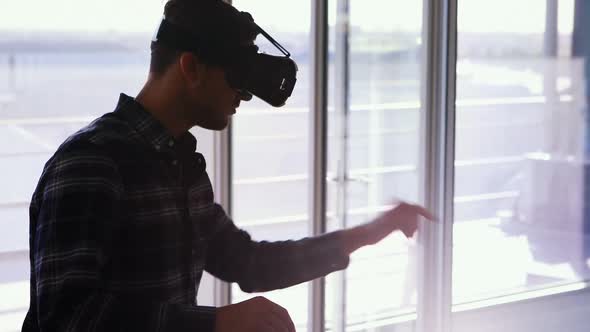 Man using virtual reality headset 4k